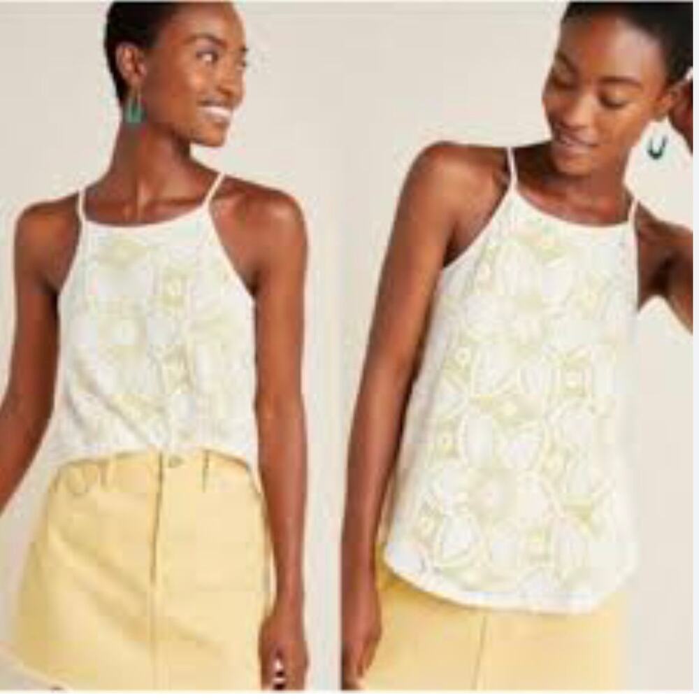 Anthropologie Cosette Cotton Blend Tank Sz L